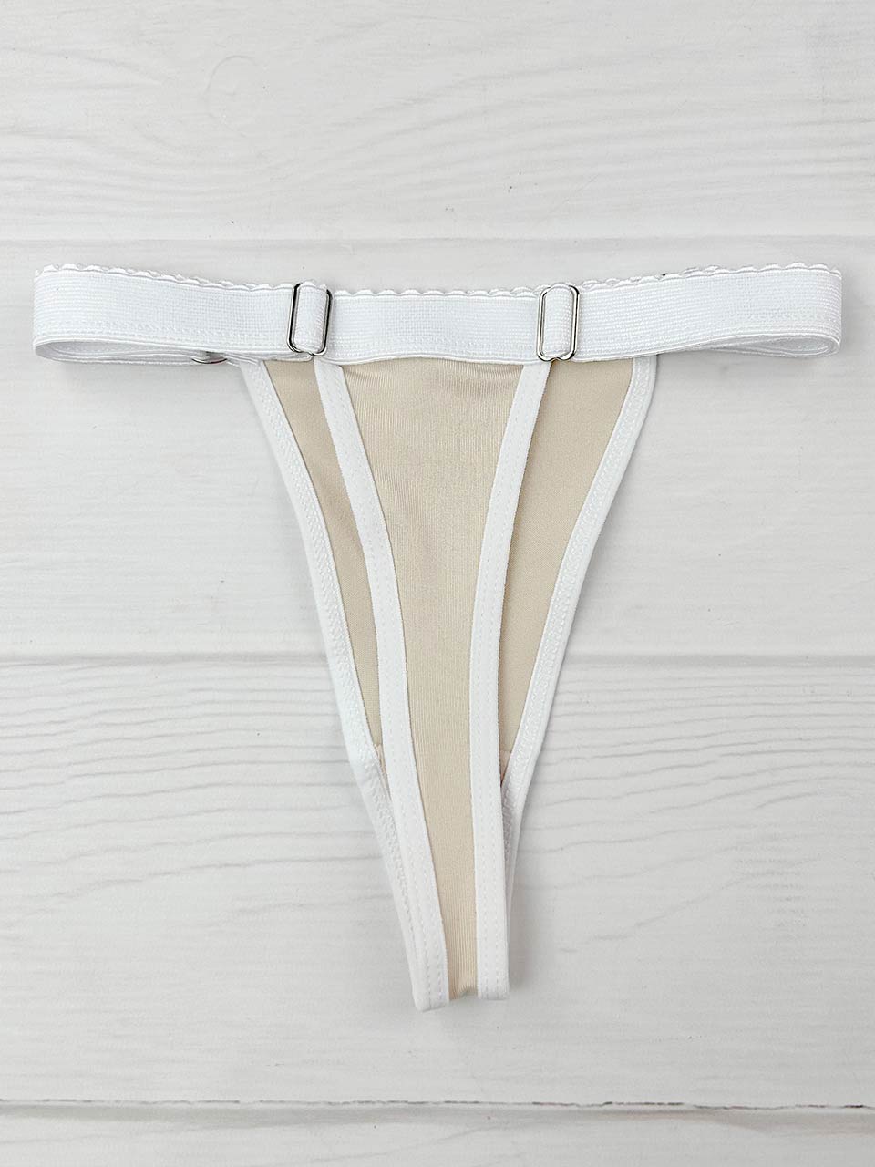 Tanga contorno graduable polilicra beige