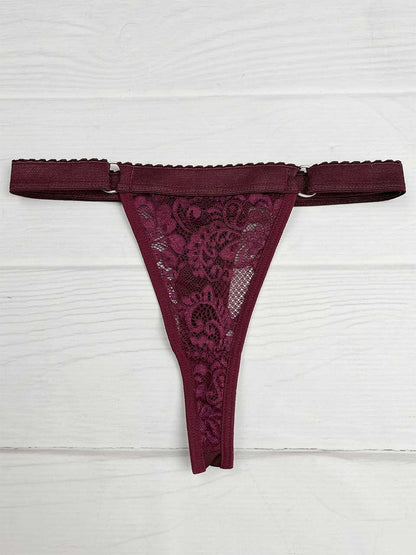 Tanga contorno graduable encaje vino