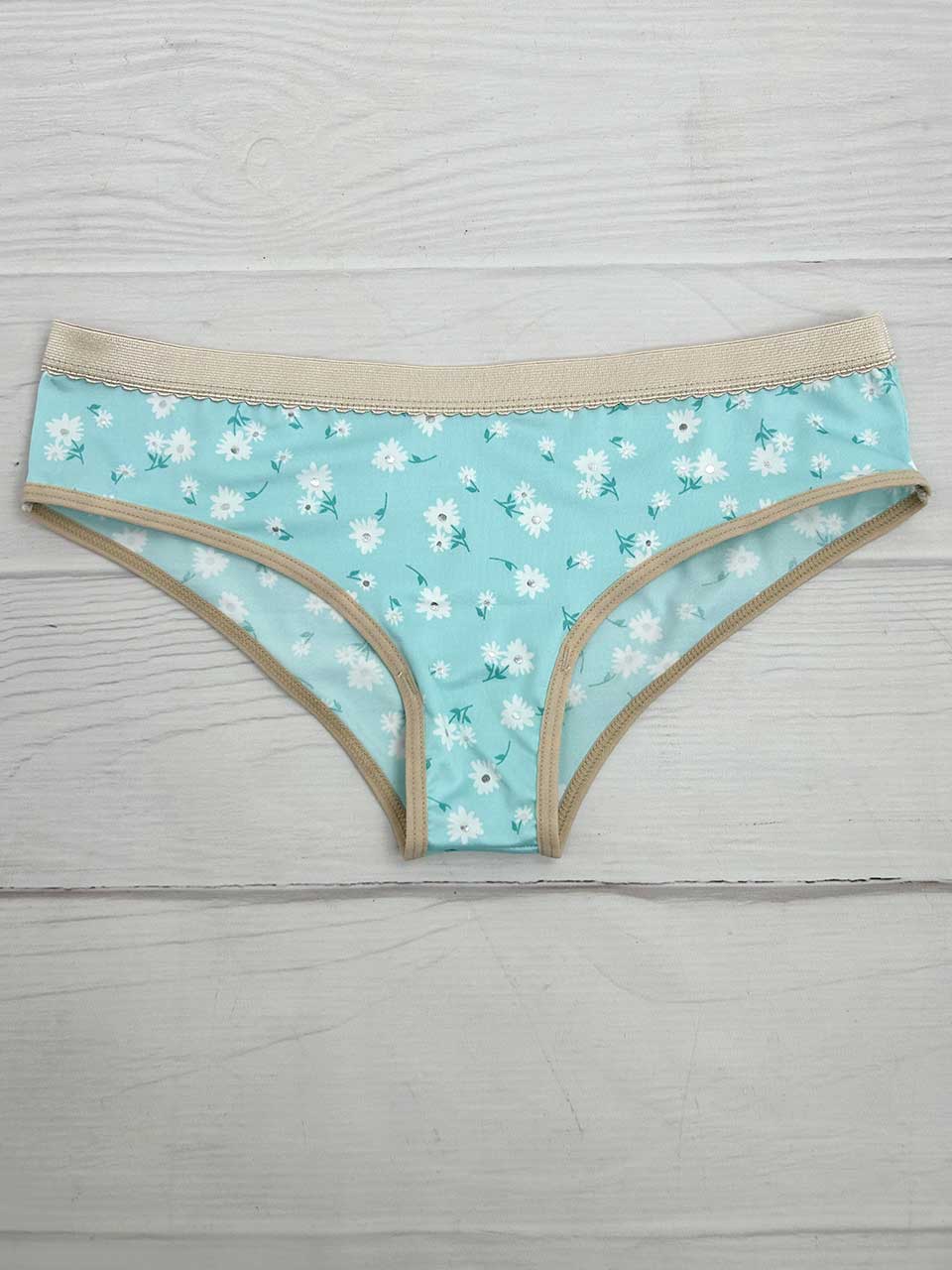 Tanga corazon lisa menta flores