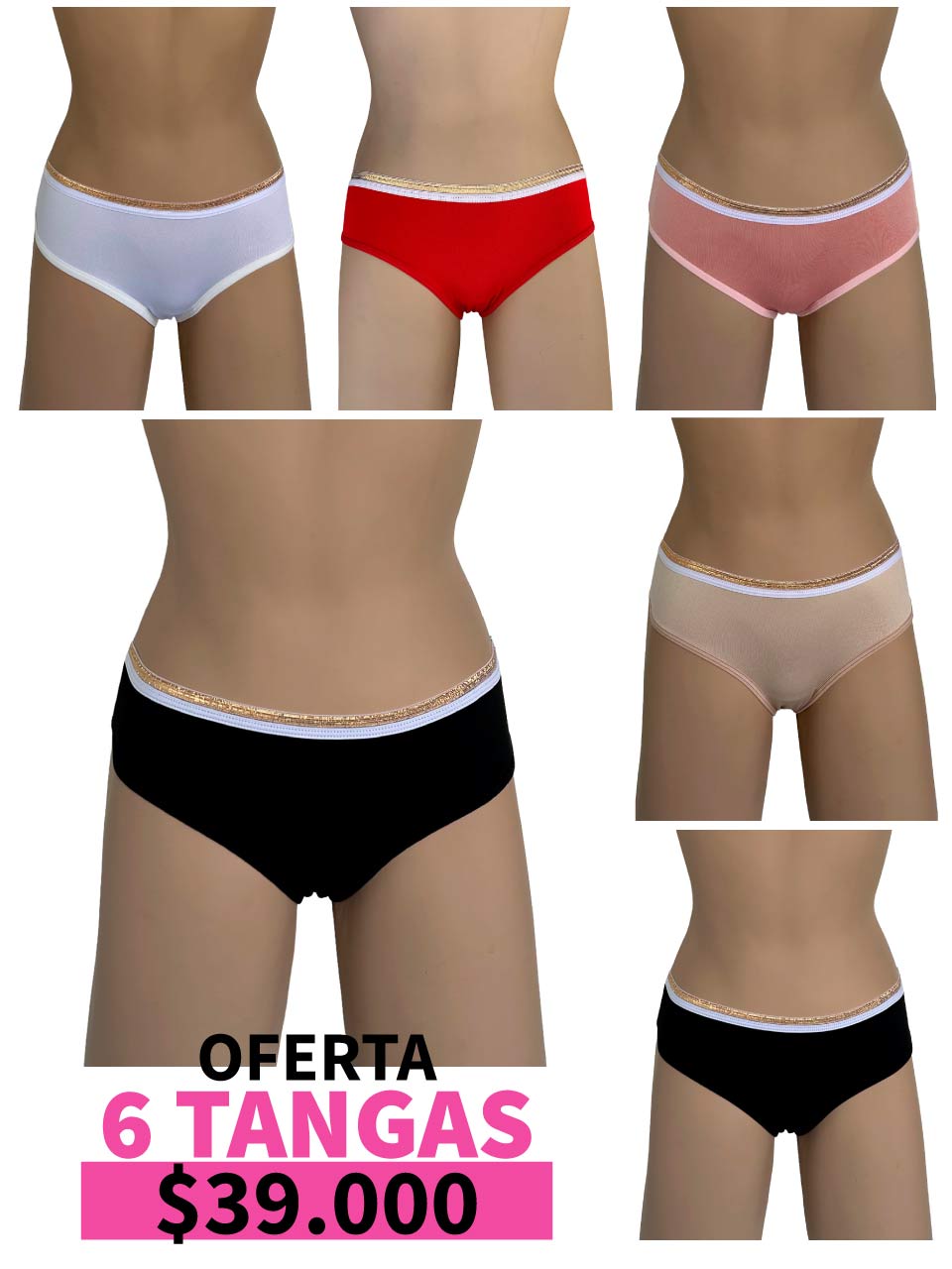 LLEVA 6 TANGA CORAZON LUREX -35%
