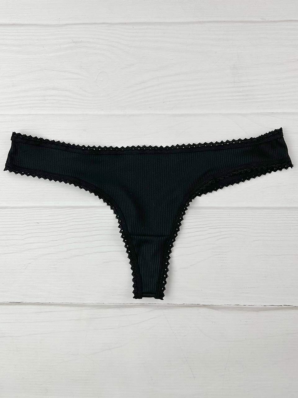 Tanga rib elastico negro
