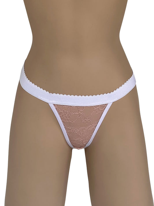 Tanga contorno beige con blanco
