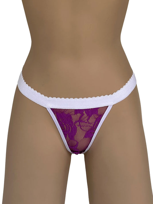 Tanga contorno morado con blanco