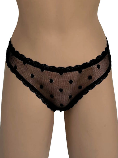 Tanga grabado negra elastica