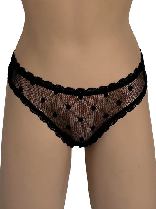 Tanga grabado negra elastica