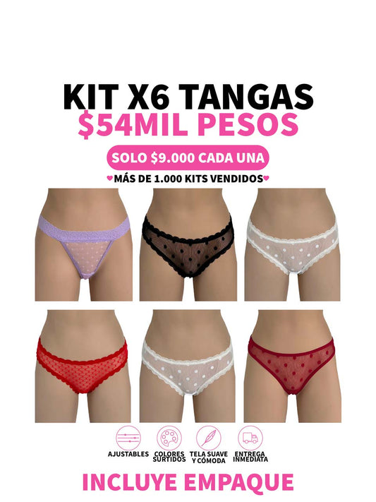 6 TANGAS ELASTICO GRABADO