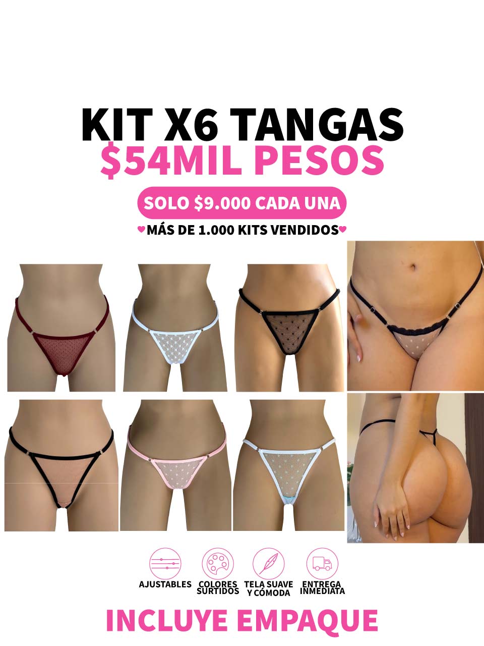 6 TANGAS GRABADO