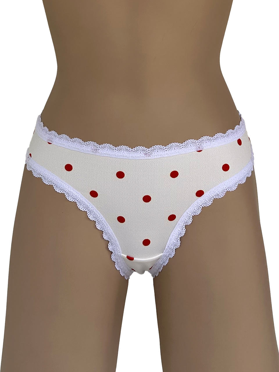 Tanga lisa marfil puntos naranja