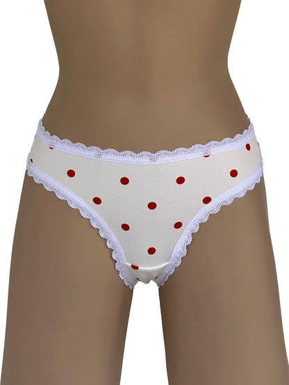 Tanga lisa marfil puntos naranja