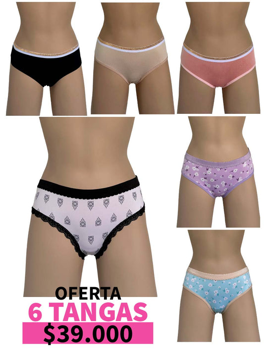 LLEVA 6 TANGA CORAZON LISA Y CORAZON LUREX