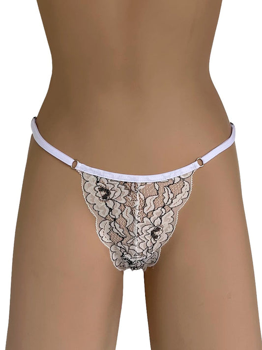 Tanga mariposa bicolor blanca