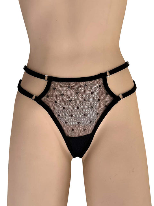 Tanga triangulo  grabado negra