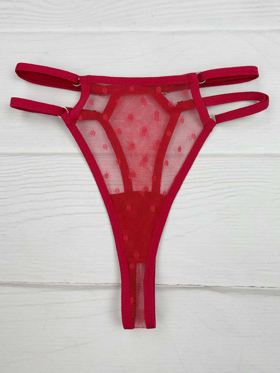Tanga triangulo  grabado roja