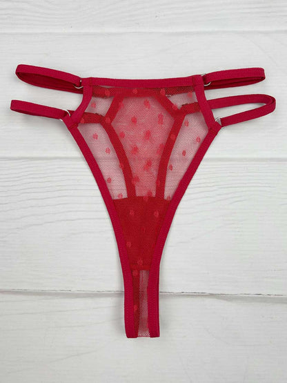Tanga triangulo  grabado roja